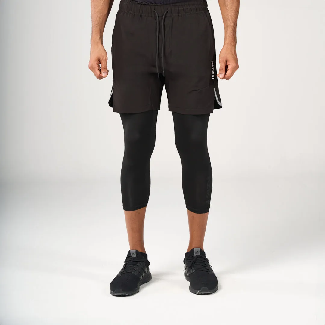 ⁠2 in 1 Long Shorts - Black