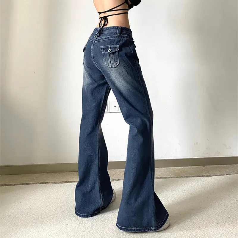 ADVBRIDGE Low Waist Denim Jeans women Vintage Cute Chic Straight Pants wide leg jwans woman Streetwear Harajuku Grunge Clothes Trousers
