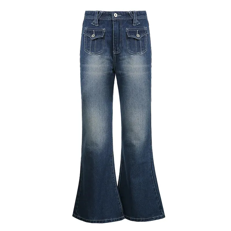 ADVBRIDGE Low Waist Denim Jeans women Vintage Cute Chic Straight Pants wide leg jwans woman Streetwear Harajuku Grunge Clothes Trousers