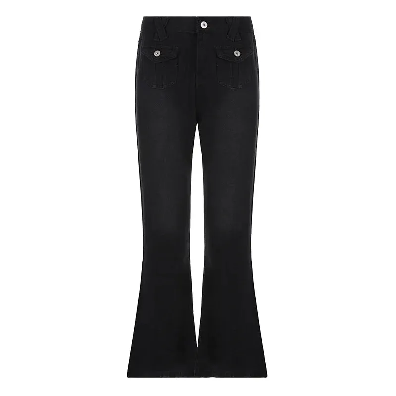 ADVBRIDGE Low Waist Denim Jeans women Vintage Cute Chic Straight Pants wide leg jwans woman Streetwear Harajuku Grunge Clothes Trousers