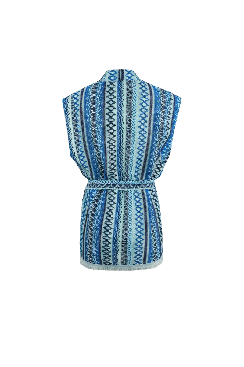 Allison gilet | Offwhite/Cornflower Blue