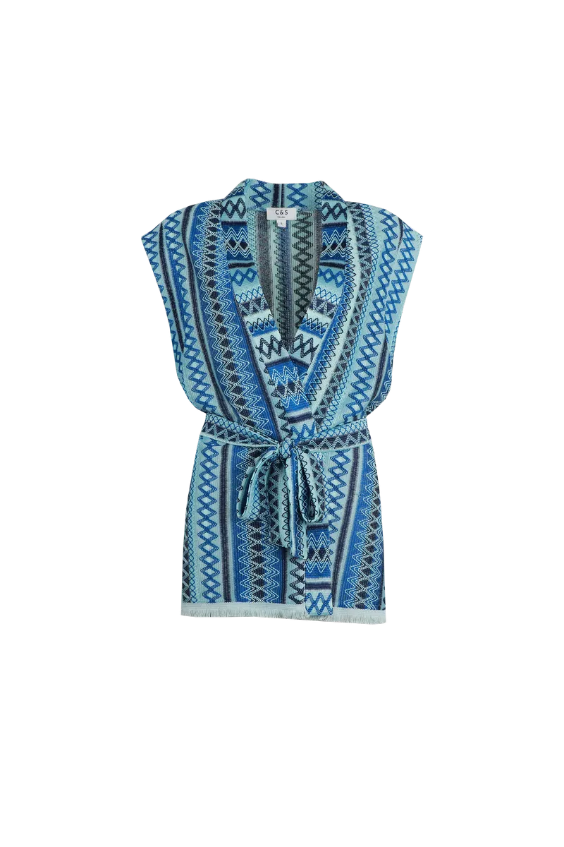 Allison gilet | Offwhite/Cornflower Blue