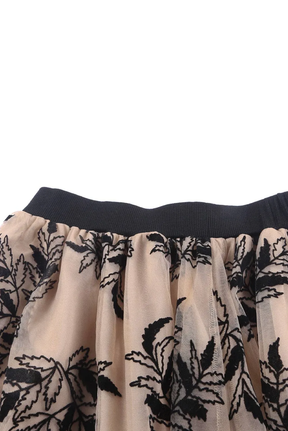 APRICOT FLORAL EBROIDERED MAXI SKIRT