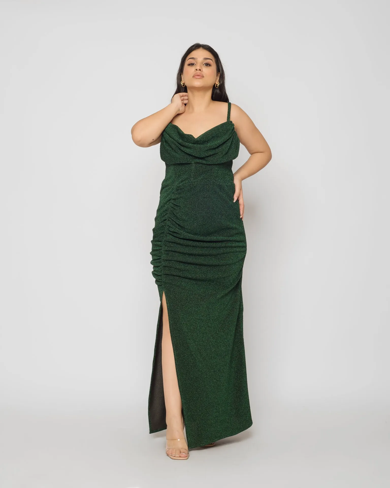 Babe Maxi dress Ruched skirt - Emerald green