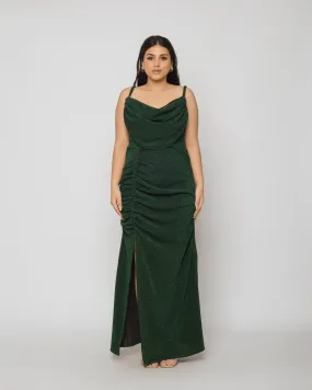 Babe Maxi dress Ruched skirt - Emerald green