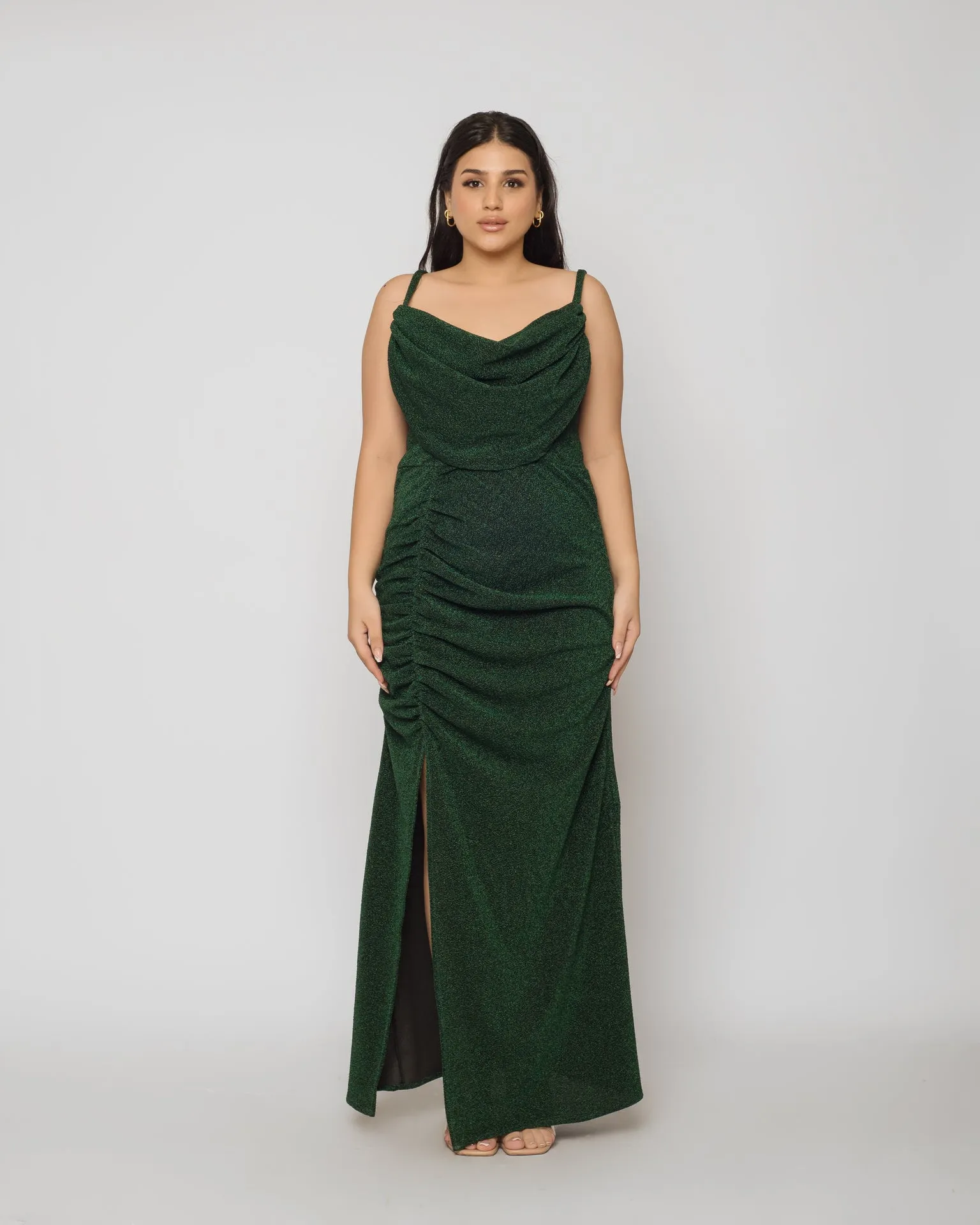 Babe Maxi dress Ruched skirt - Emerald green