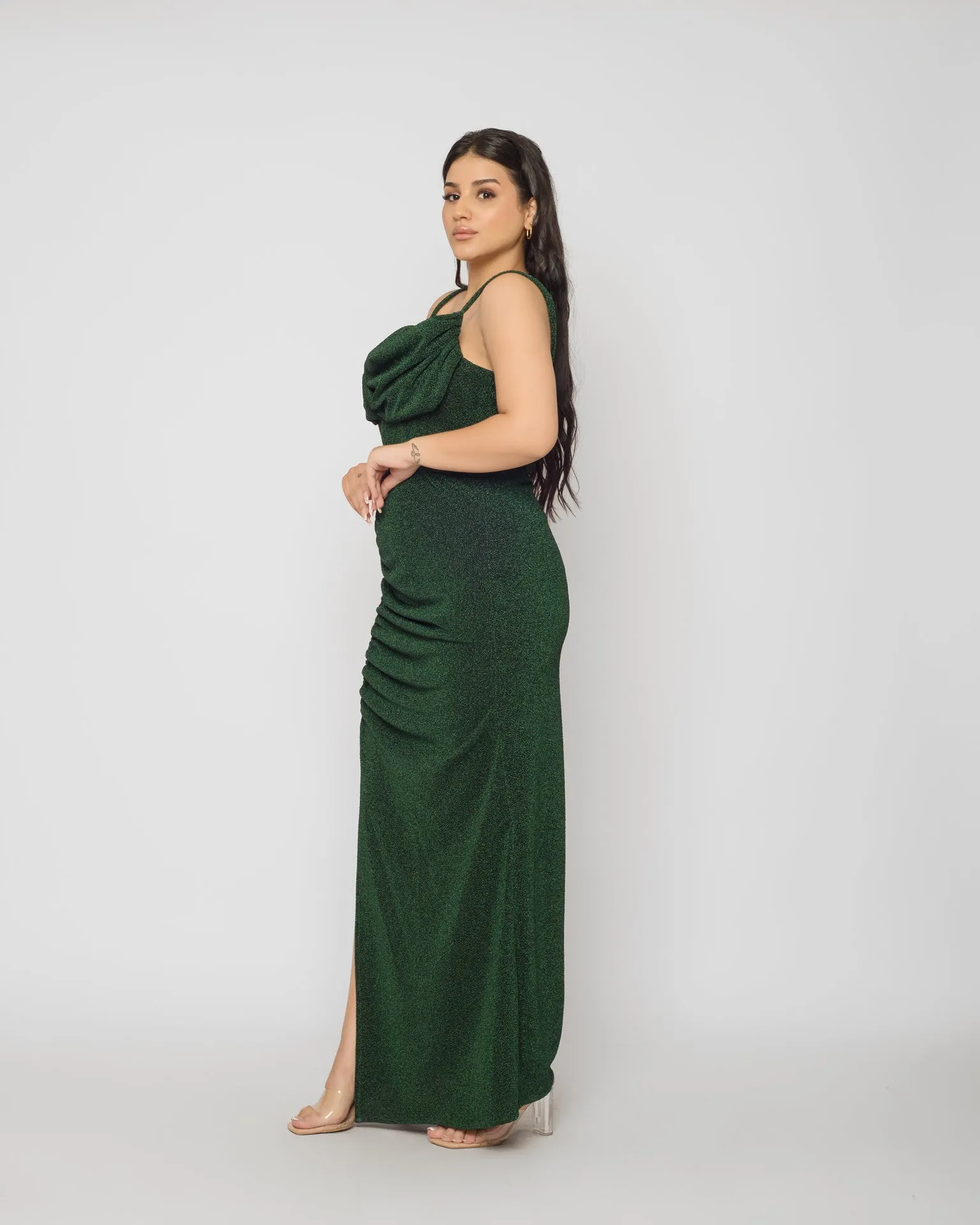 Babe Maxi dress Ruched skirt - Emerald green