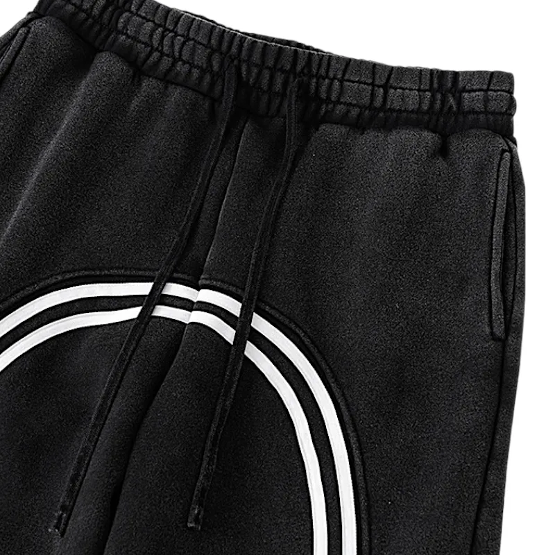 Baggy fleece sweat pant with graphic stripe