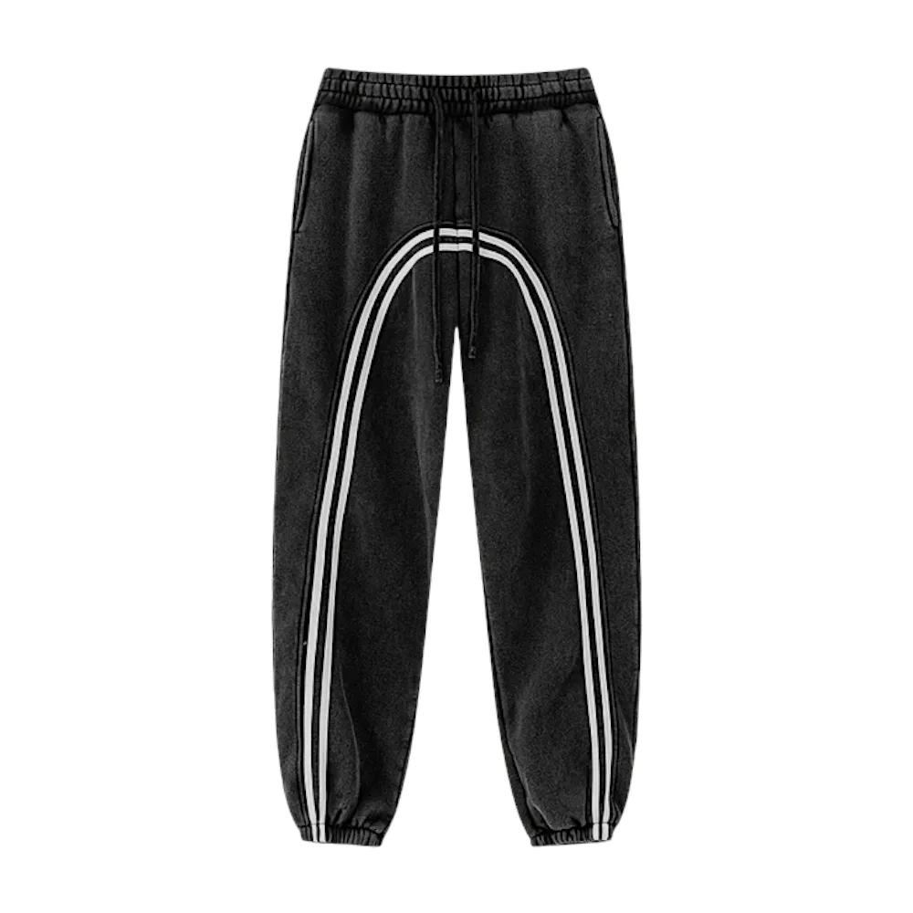 Baggy fleece sweat pant with graphic stripe