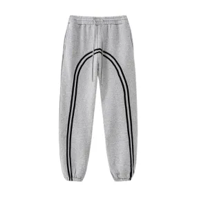 Baggy fleece sweat pant with graphic stripe