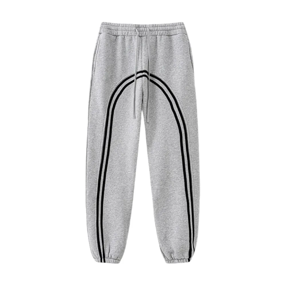 Baggy fleece sweat pant with graphic stripe