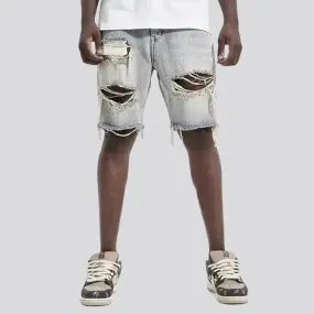 Baggy mid-waist jeans shorts
 for men
