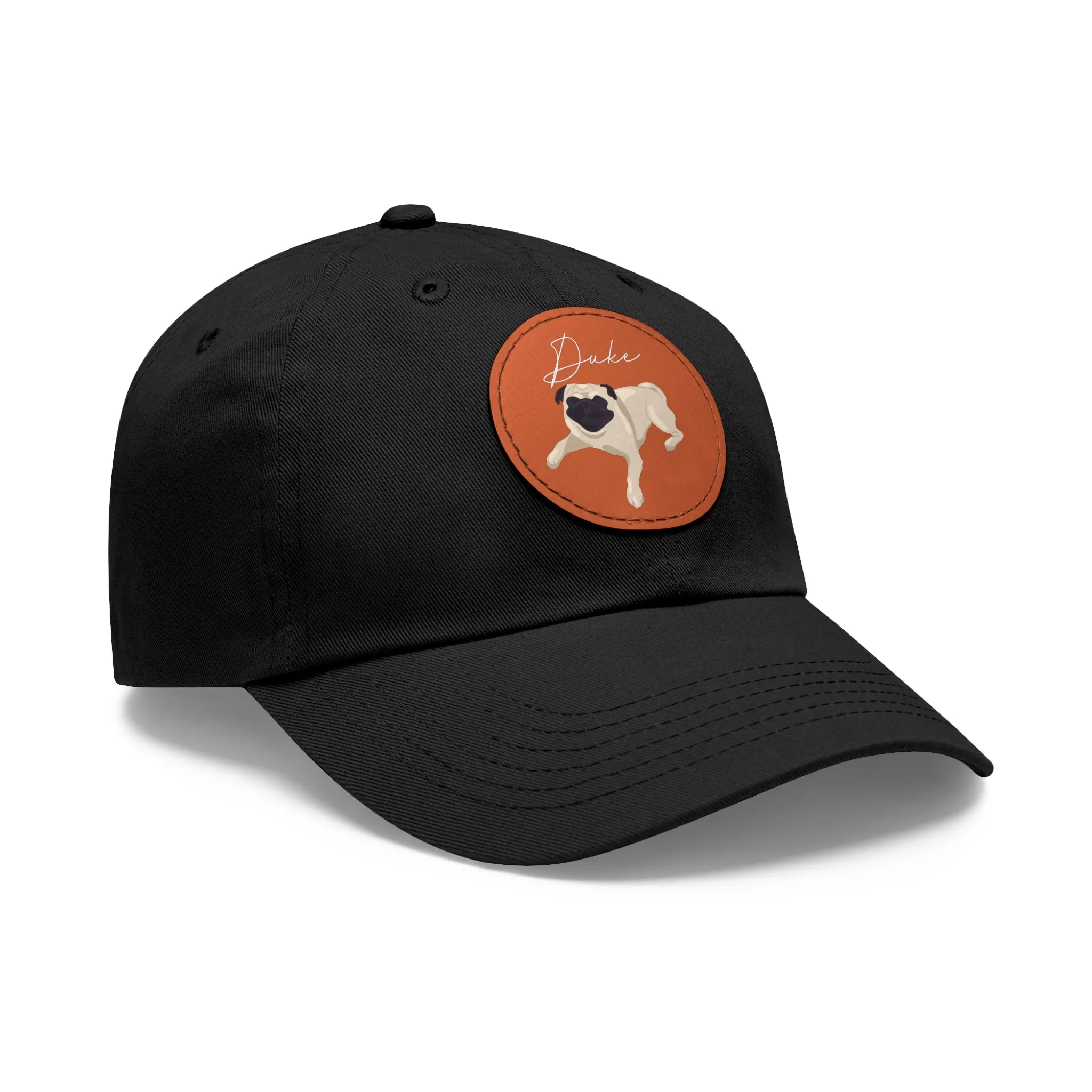 Baseball Hat with Leather Patch and custom portrait