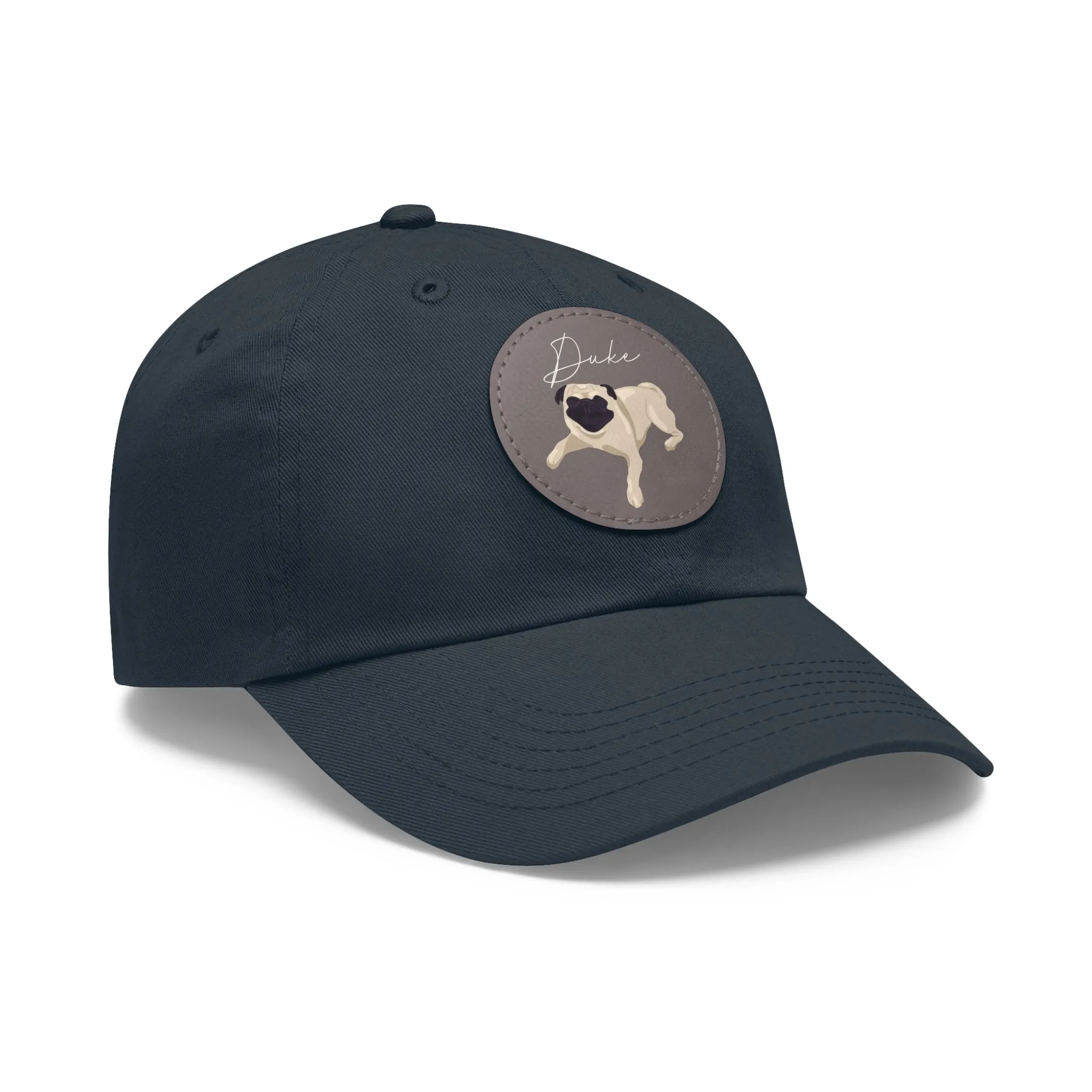 Baseball Hat with Leather Patch and custom portrait