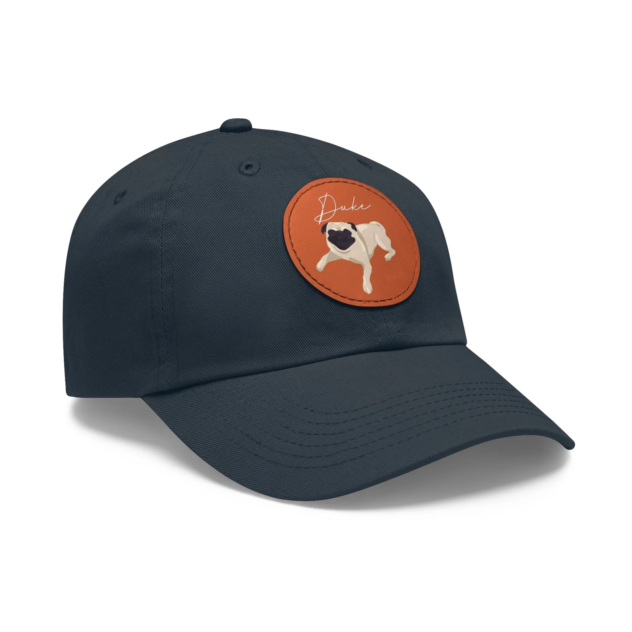 Baseball Hat with Leather Patch and custom portrait