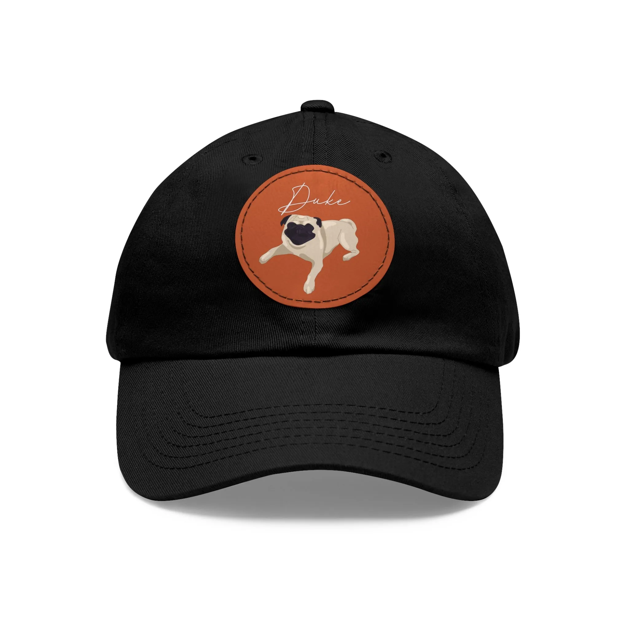 Baseball Hat with Leather Patch and custom portrait