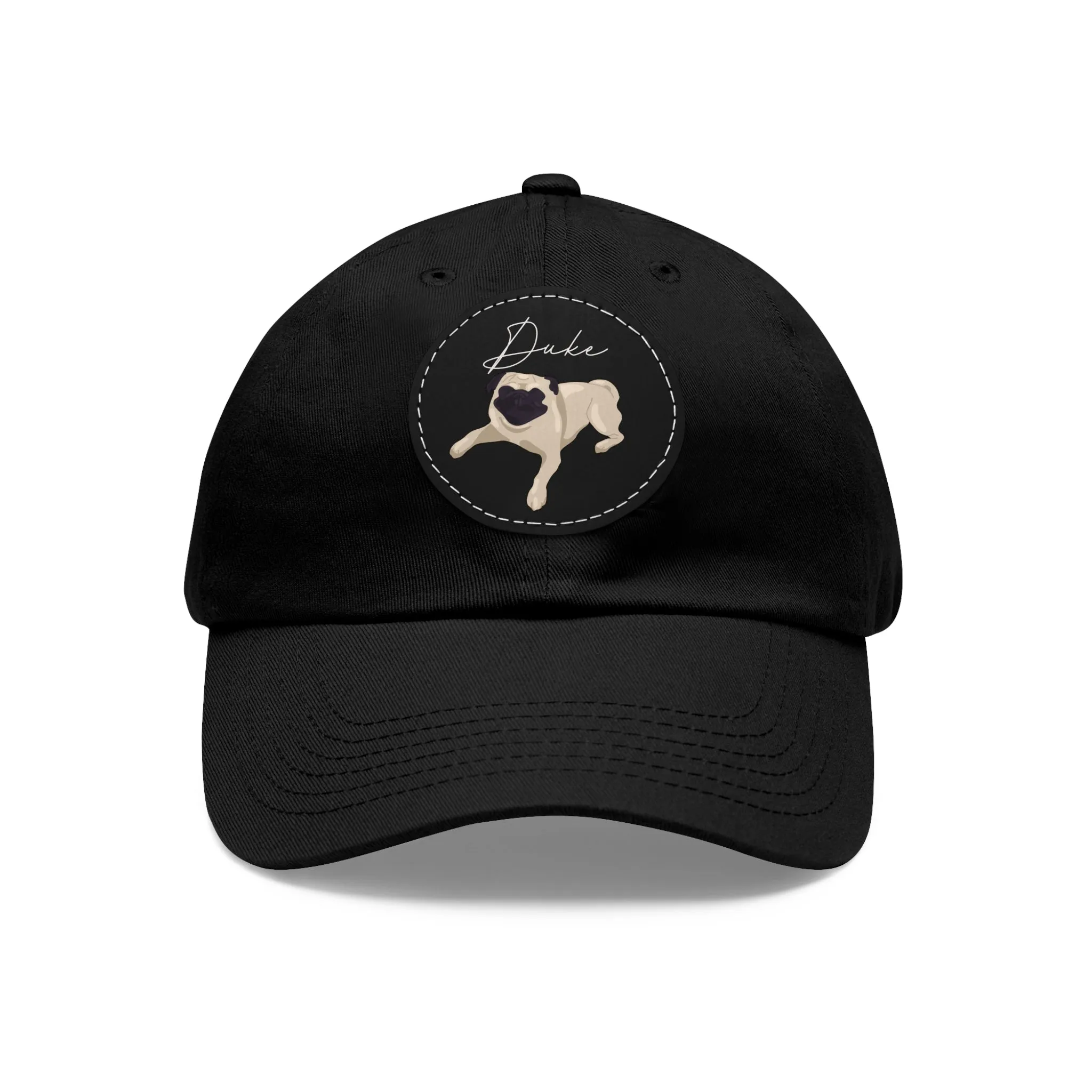 Baseball Hat with Leather Patch and custom portrait