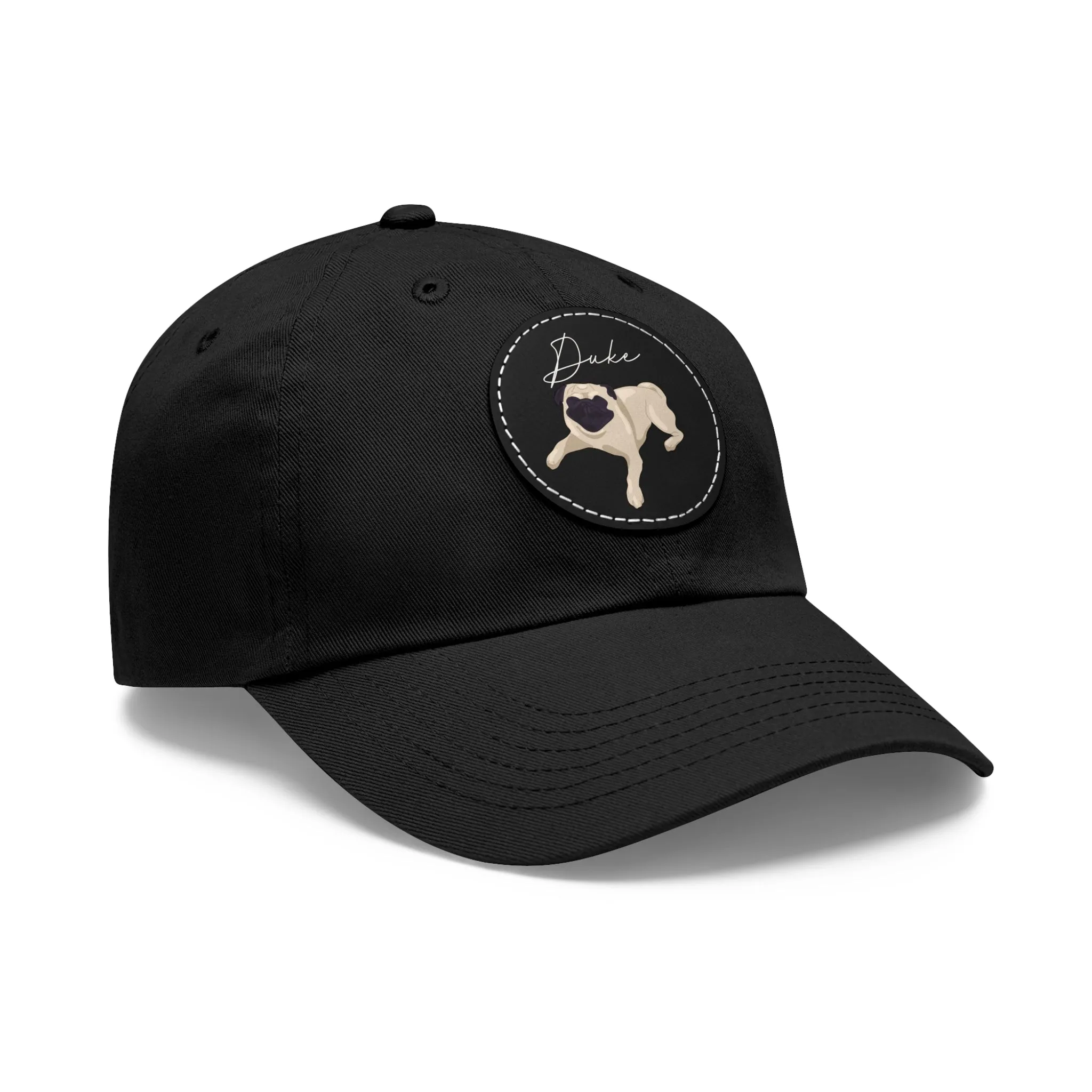Baseball Hat with Leather Patch and custom portrait