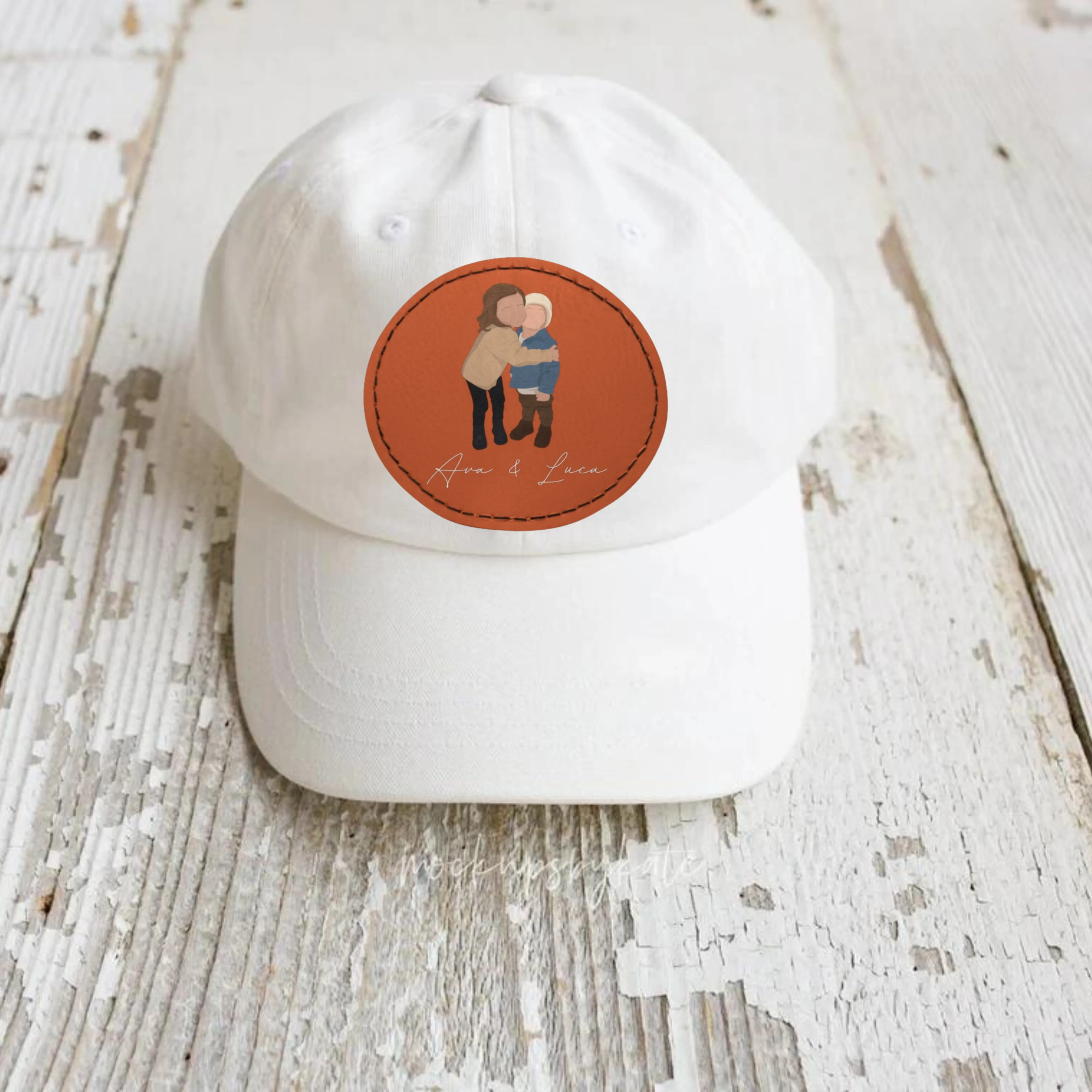Baseball Hat with Leather Patch and custom portrait