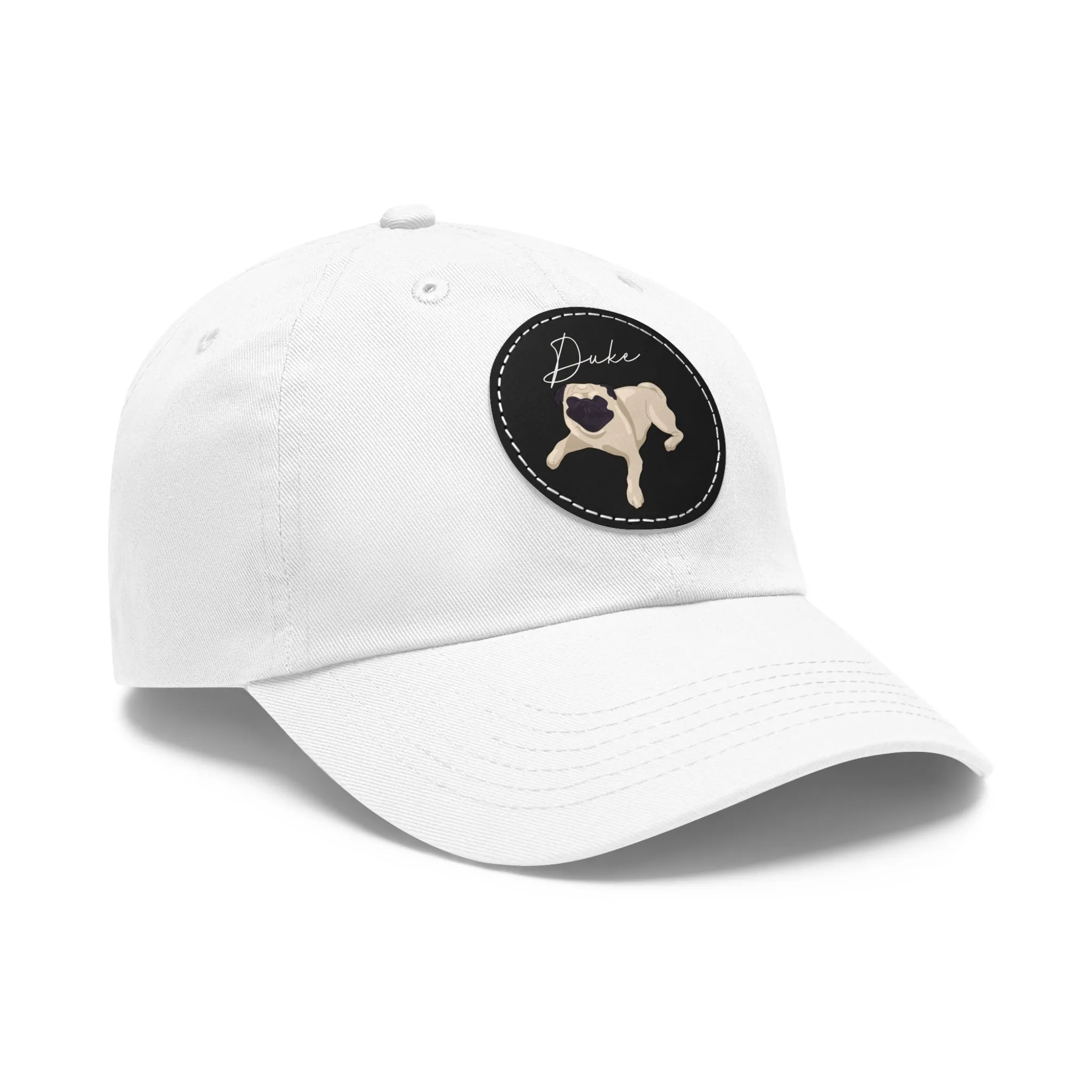 Baseball Hat with Leather Patch and custom portrait