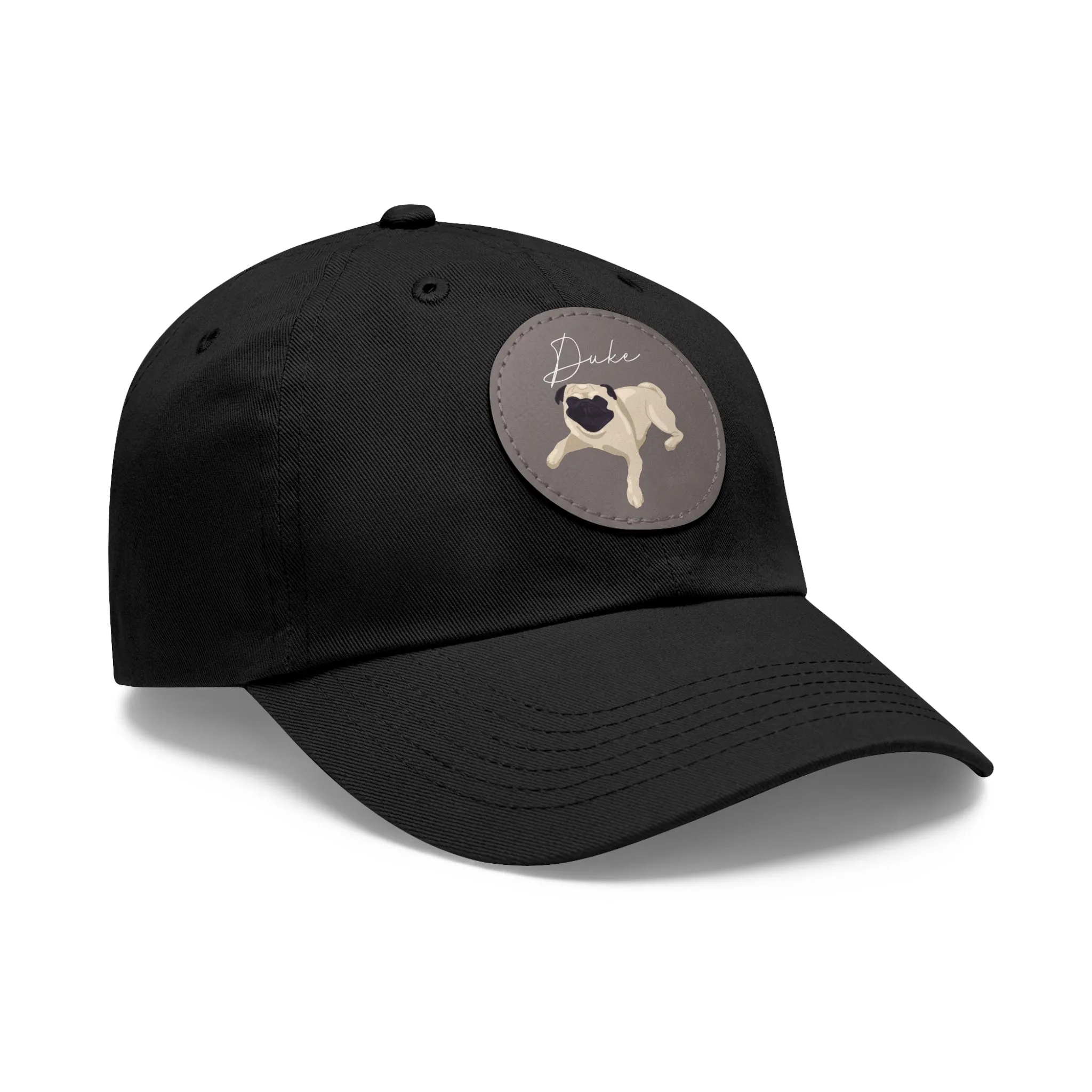 Baseball Hat with Leather Patch and custom portrait