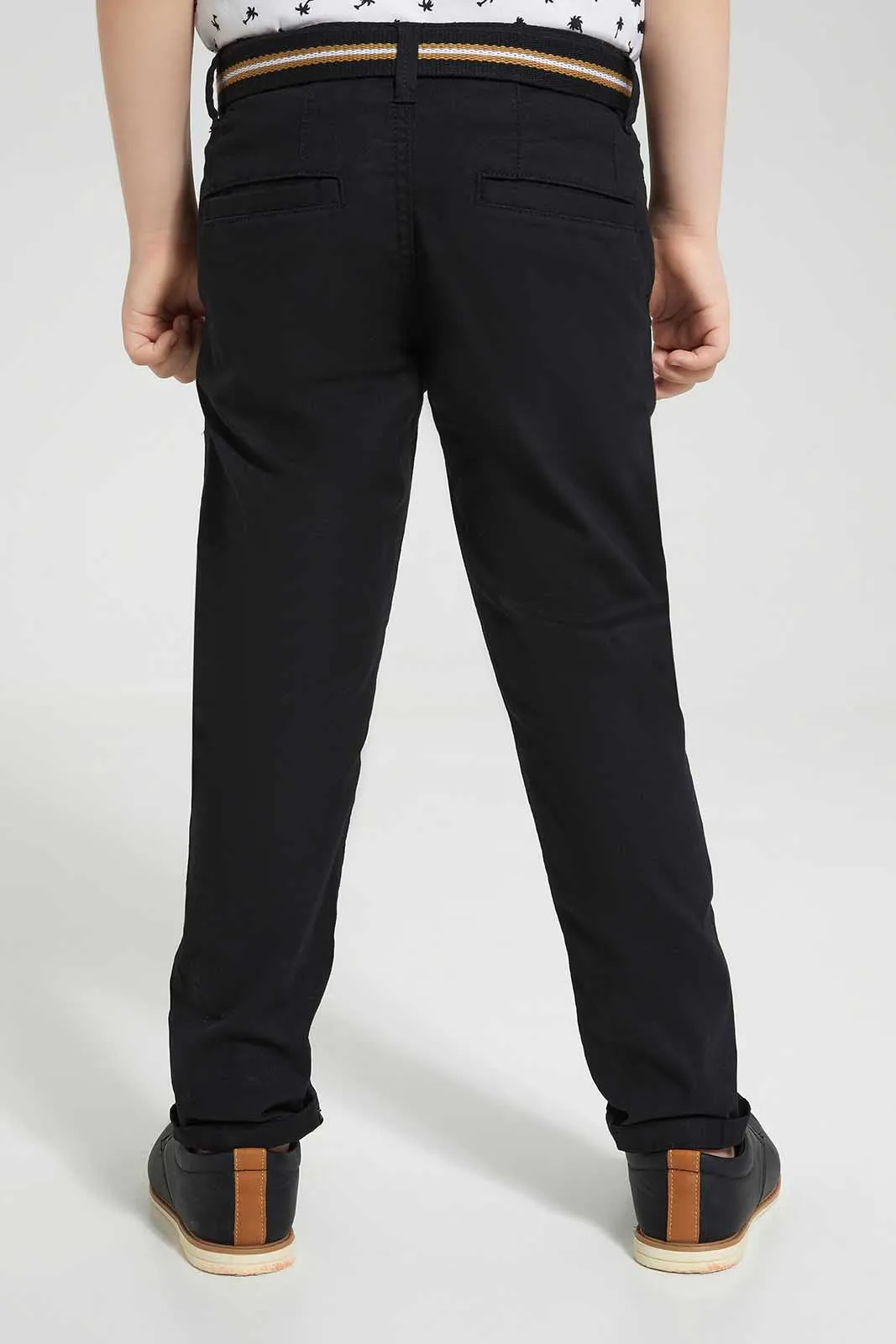 Black Belted Dobby Trouser