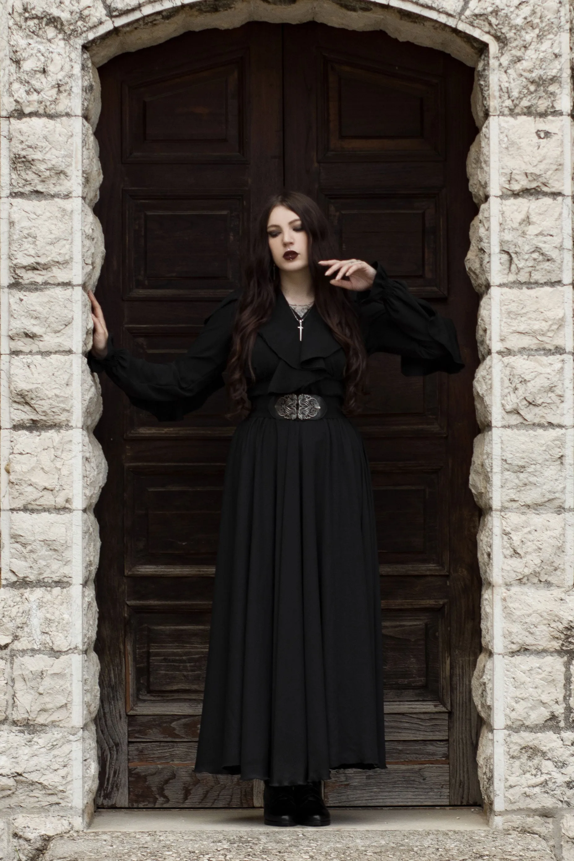 Black Chiffon Maxi Skirt c2895