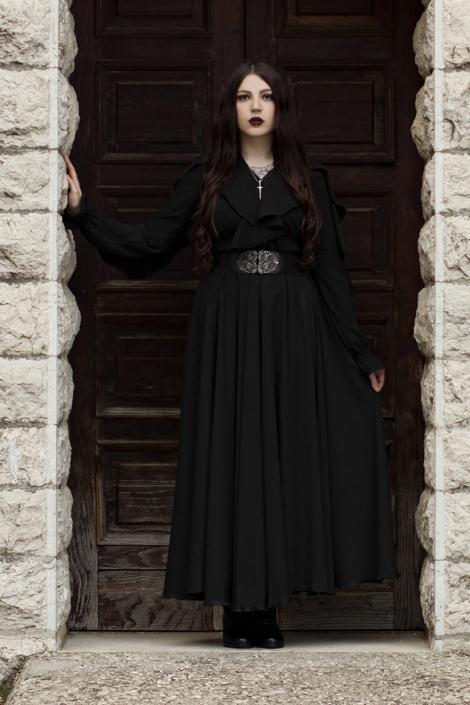Black Chiffon Maxi Skirt c2895
