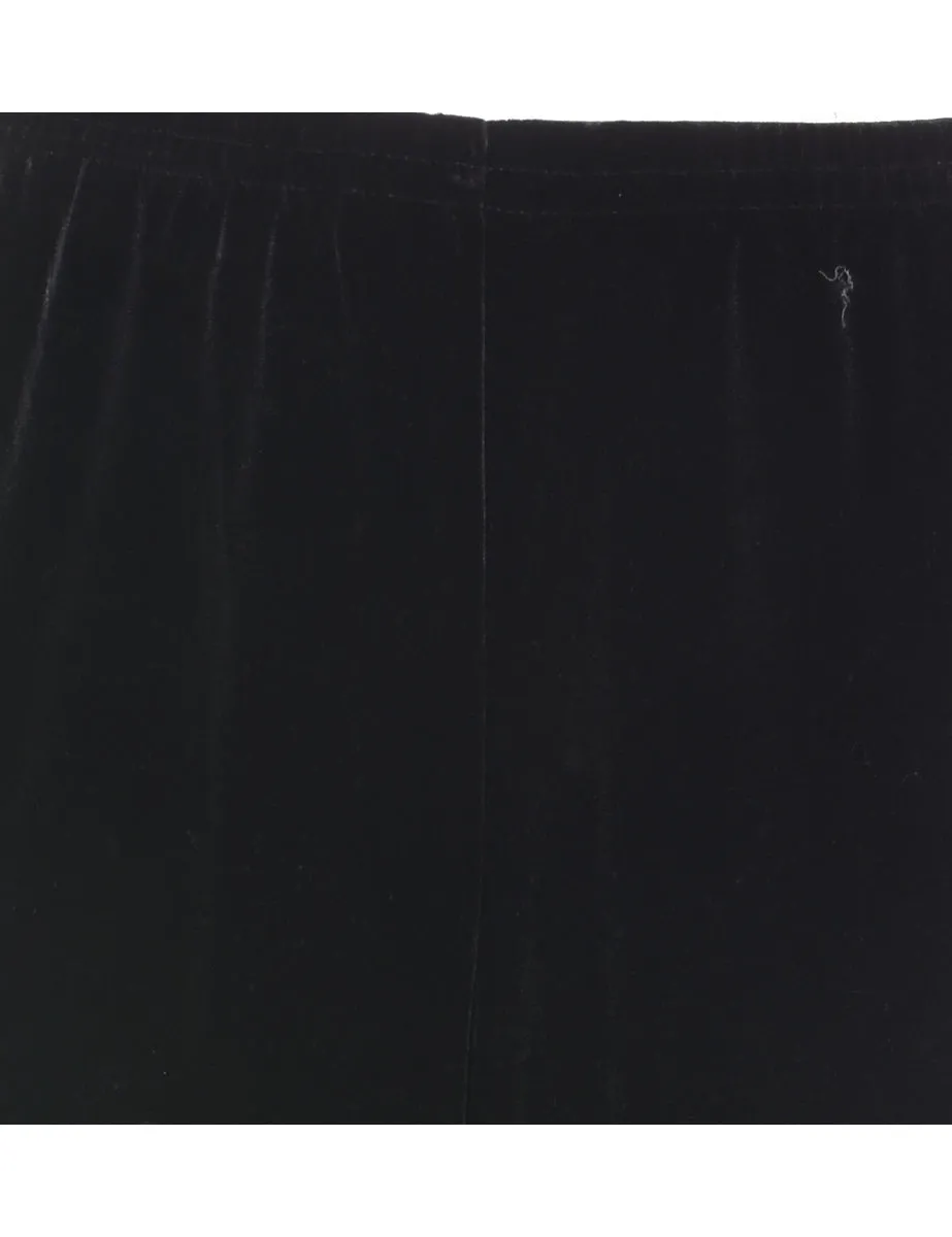Black Elasticated Waist Velvet Trousers - W30 L28