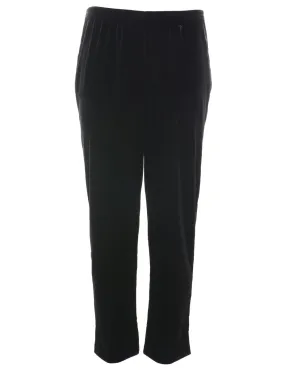Black Elasticated Waist Velvet Trousers - W30 L28
