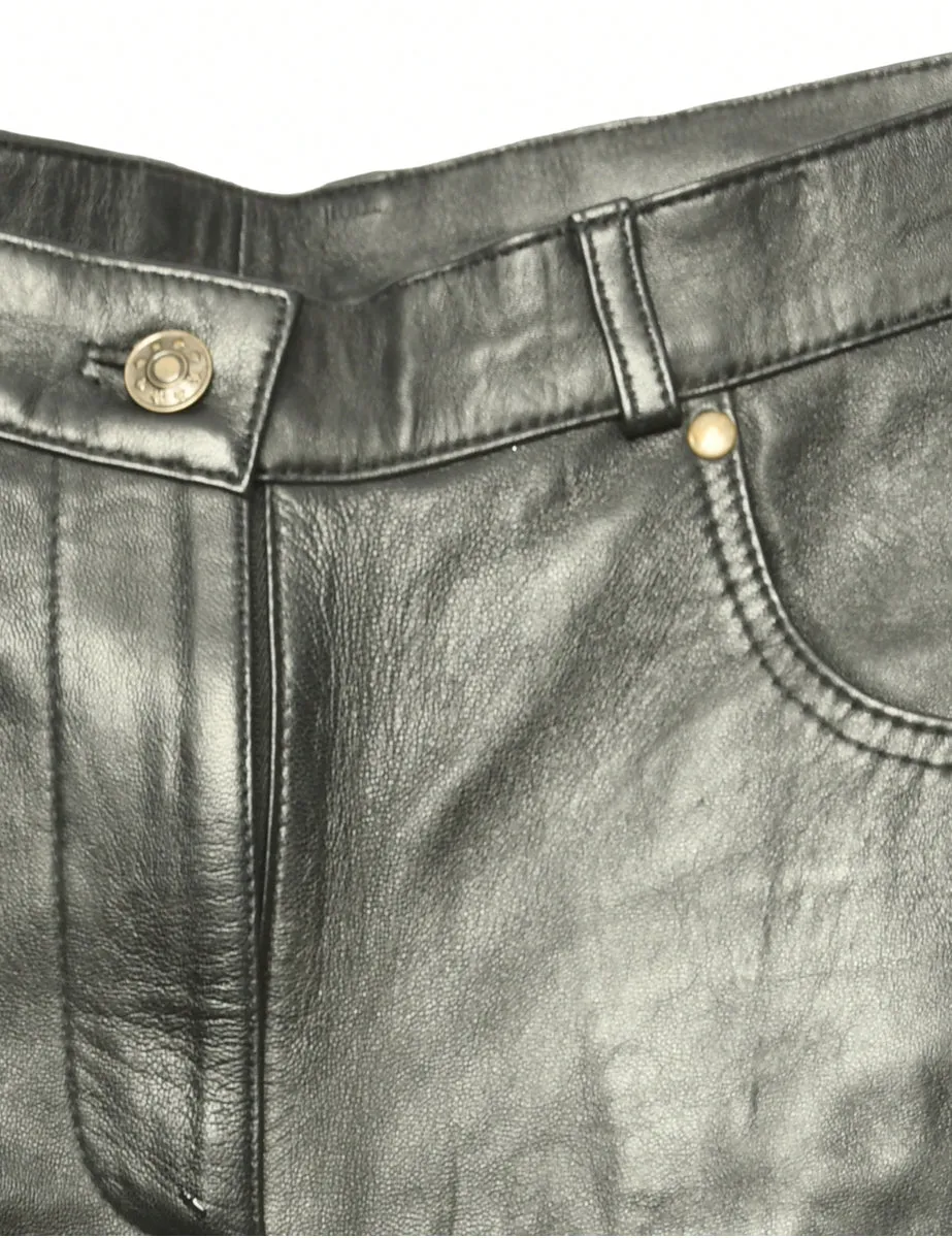 Black Leather Trousers - W34 L28
