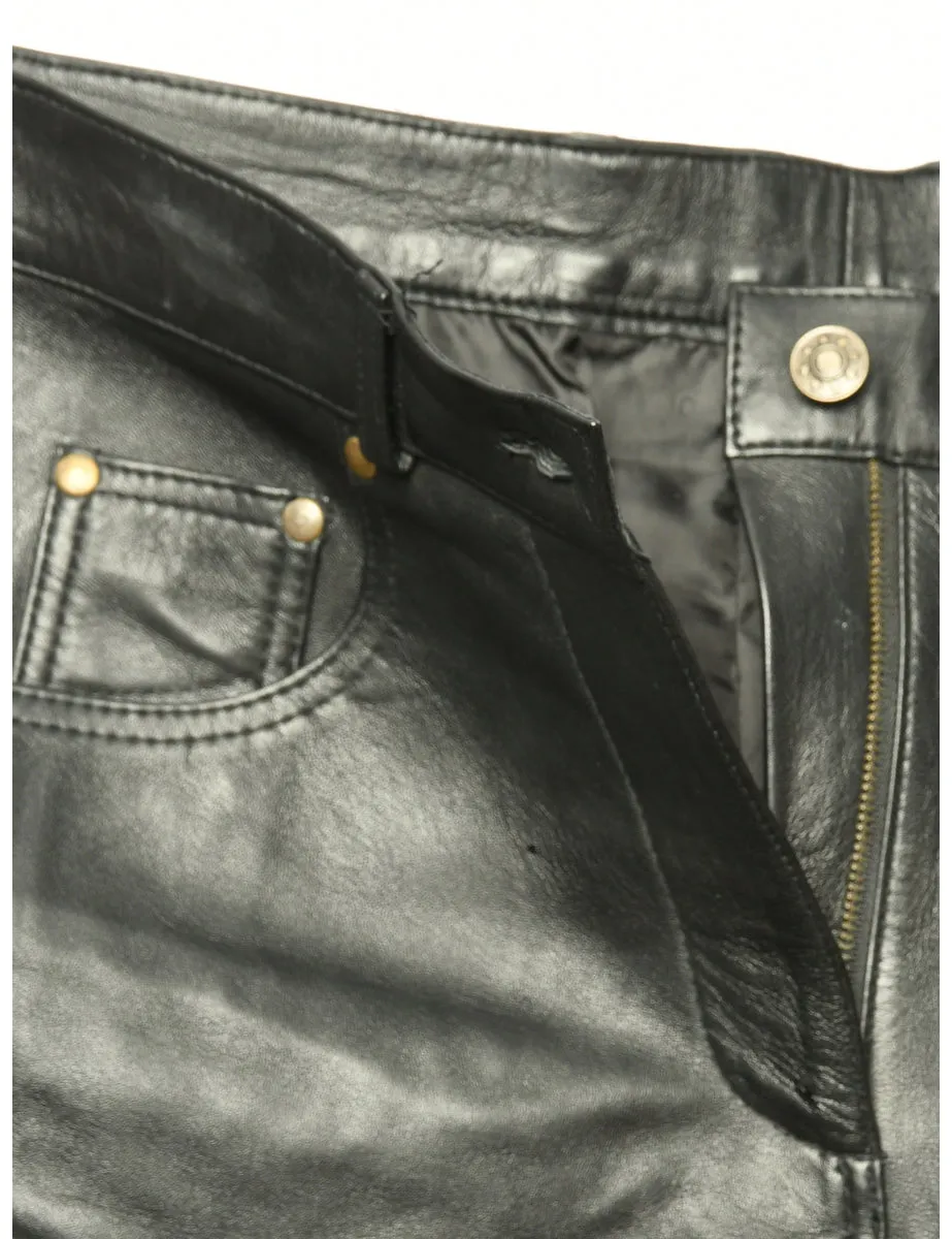 Black Leather Trousers - W34 L28