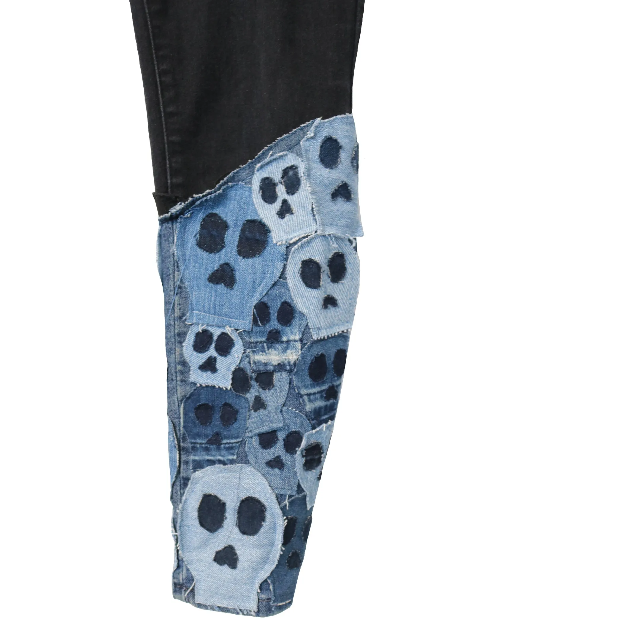 Bonecrusher - Genderless Upcycled Jeans with Skull patches