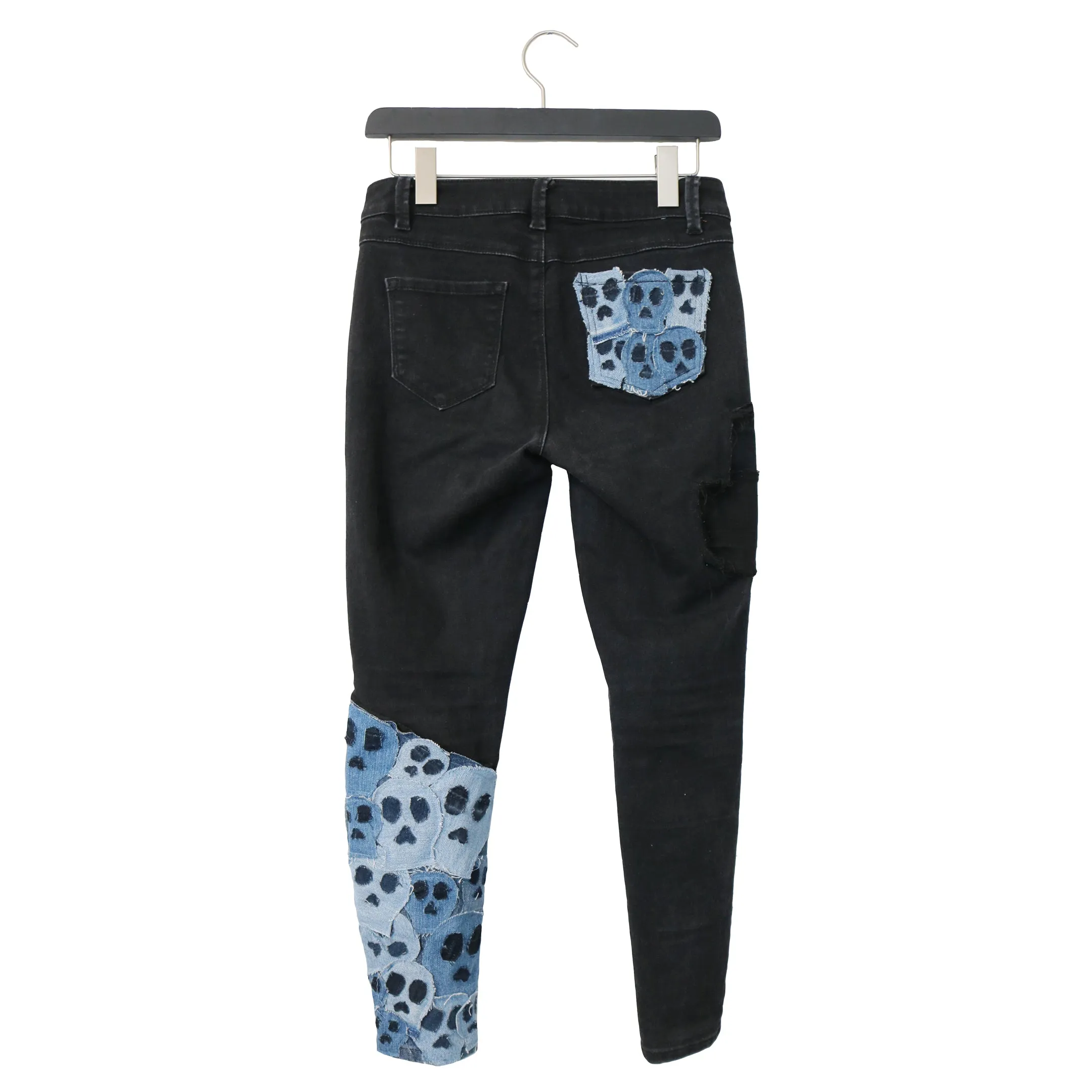 Bonecrusher - Genderless Upcycled Jeans with Skull patches