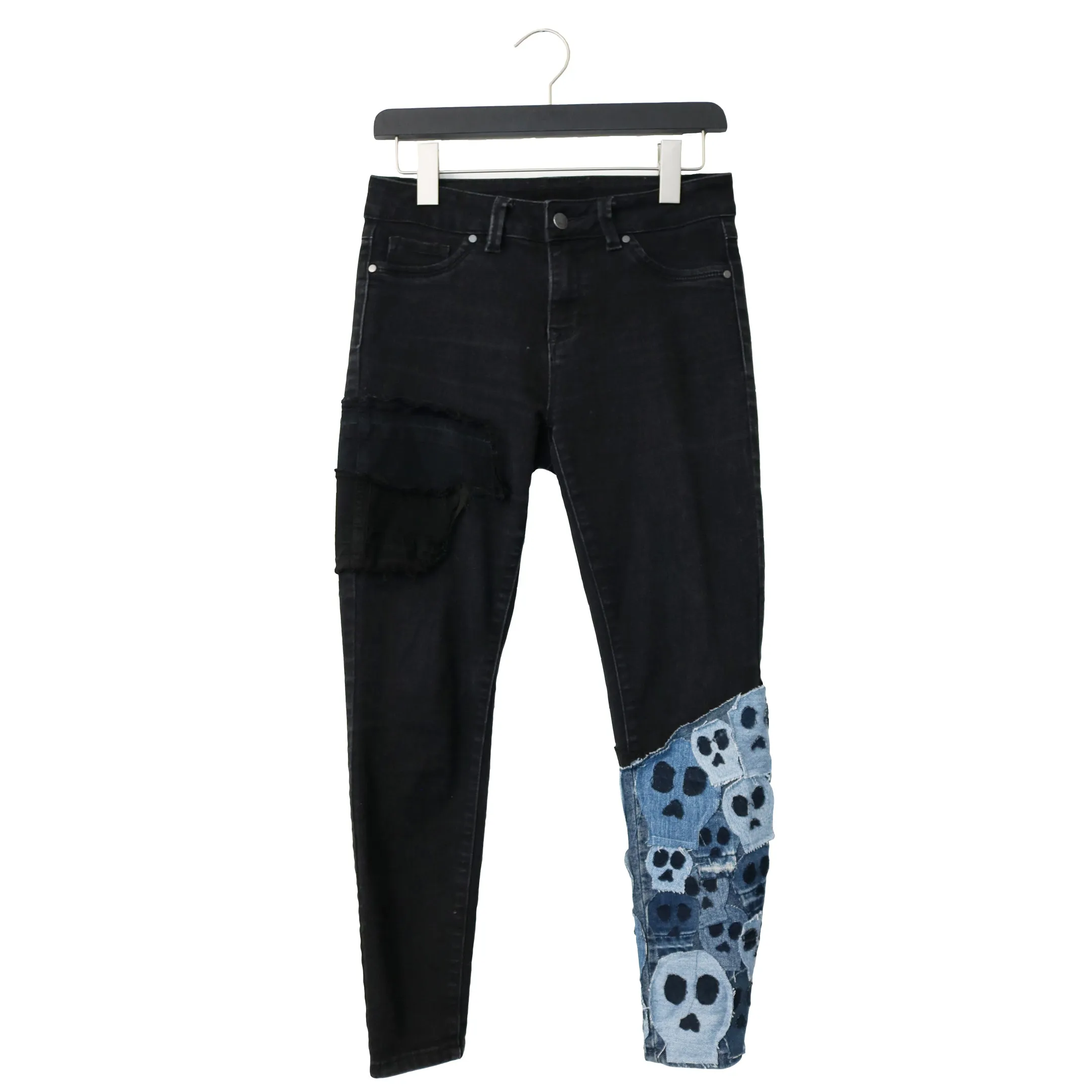 Bonecrusher - Genderless Upcycled Jeans with Skull patches