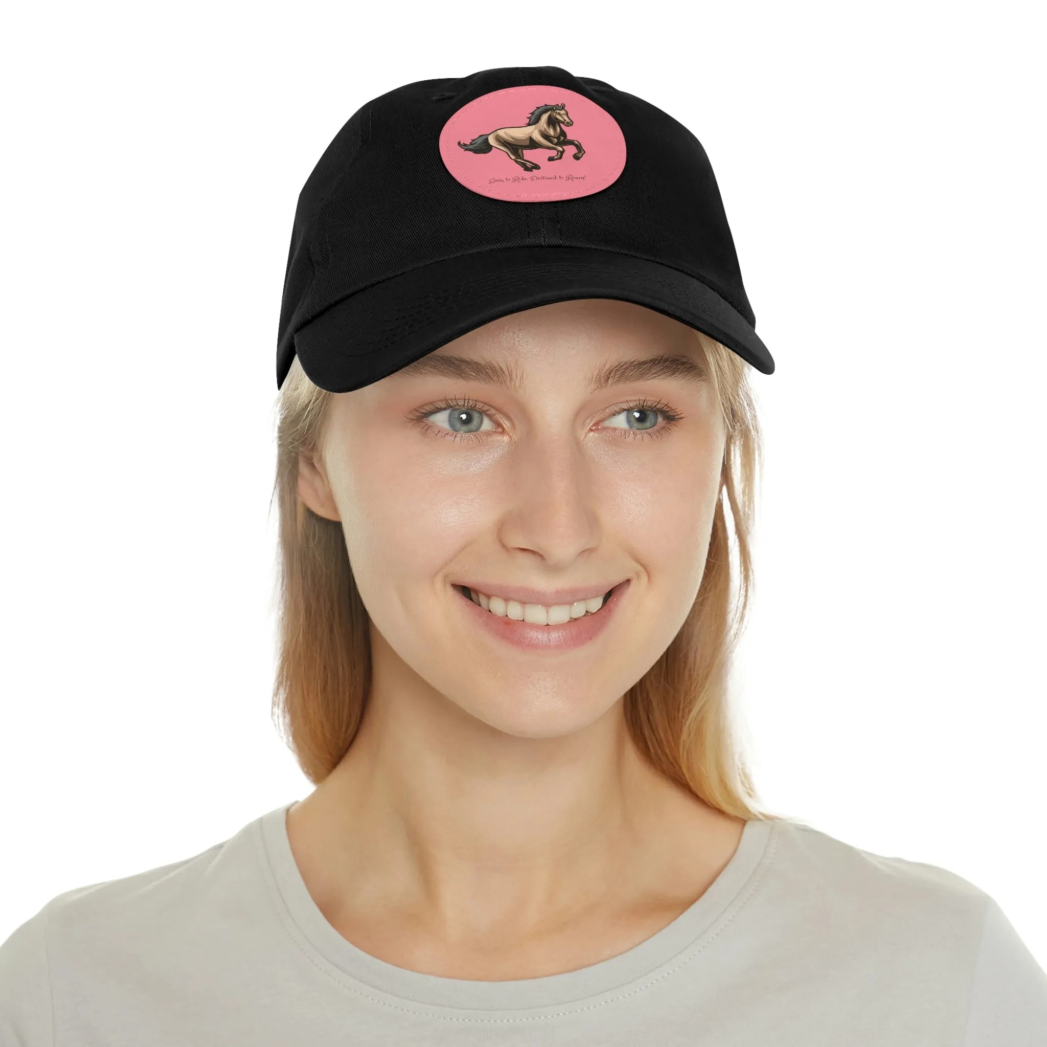 Born to Ride Horse POD Dad Hat with Leather Patch (Round)