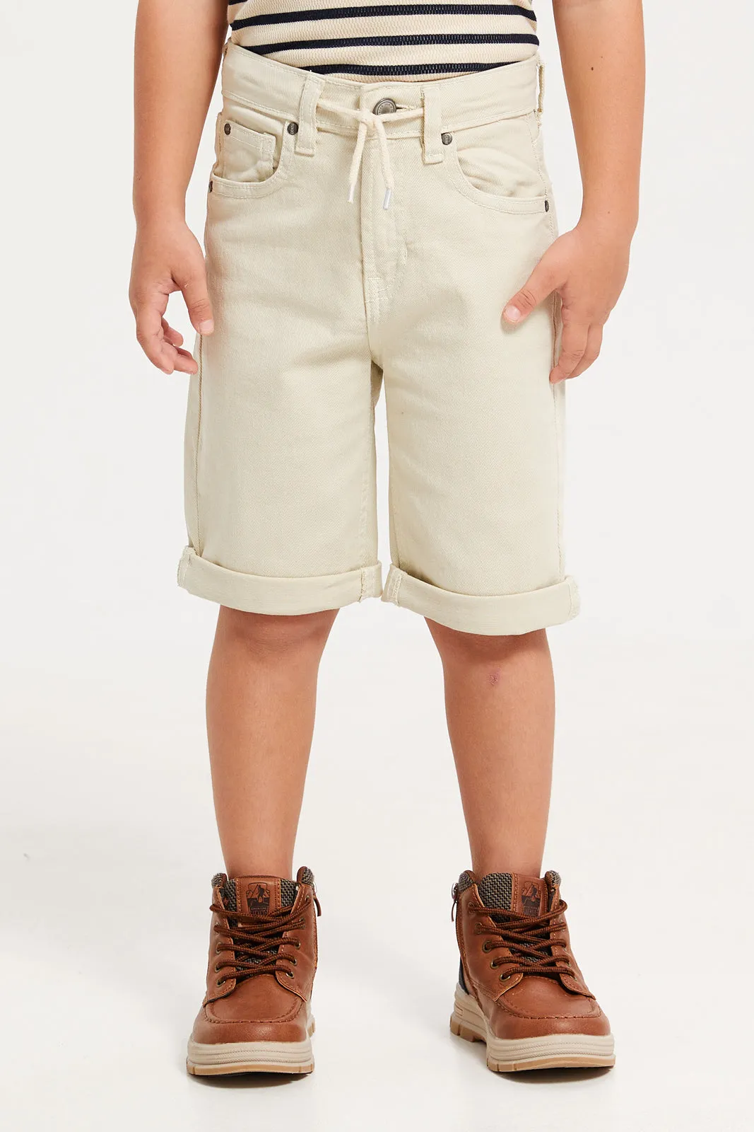 Boys Beige 5 Pockets Shorts