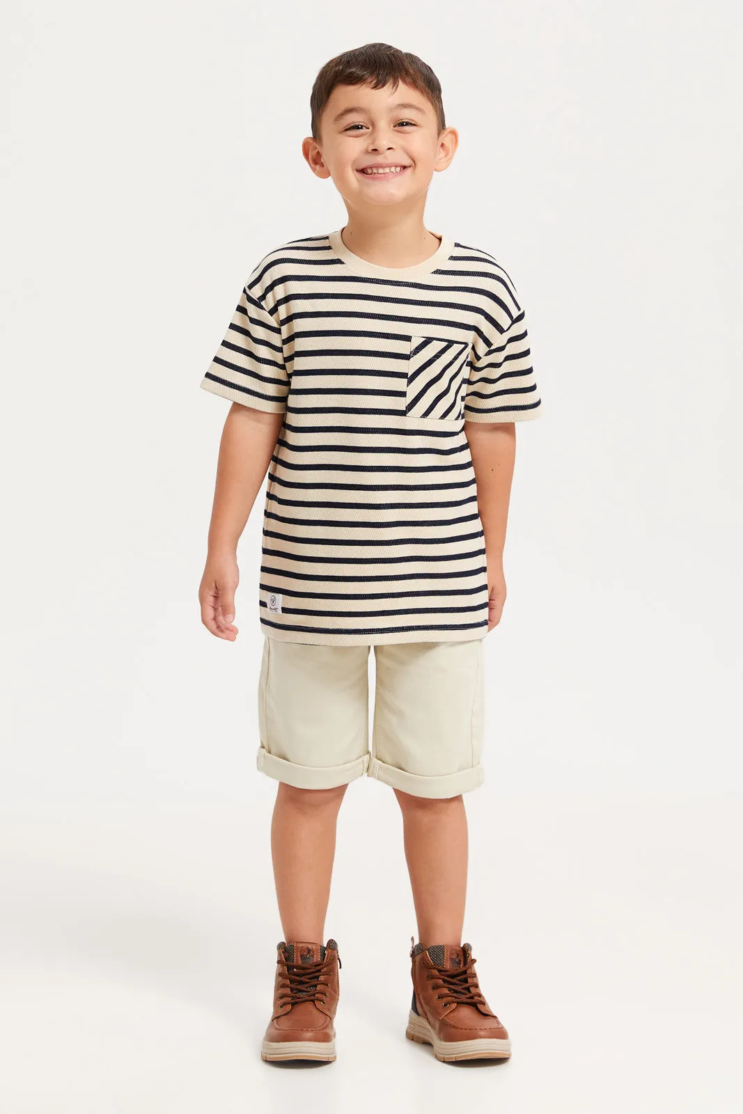 Boys Beige 5 Pockets Shorts