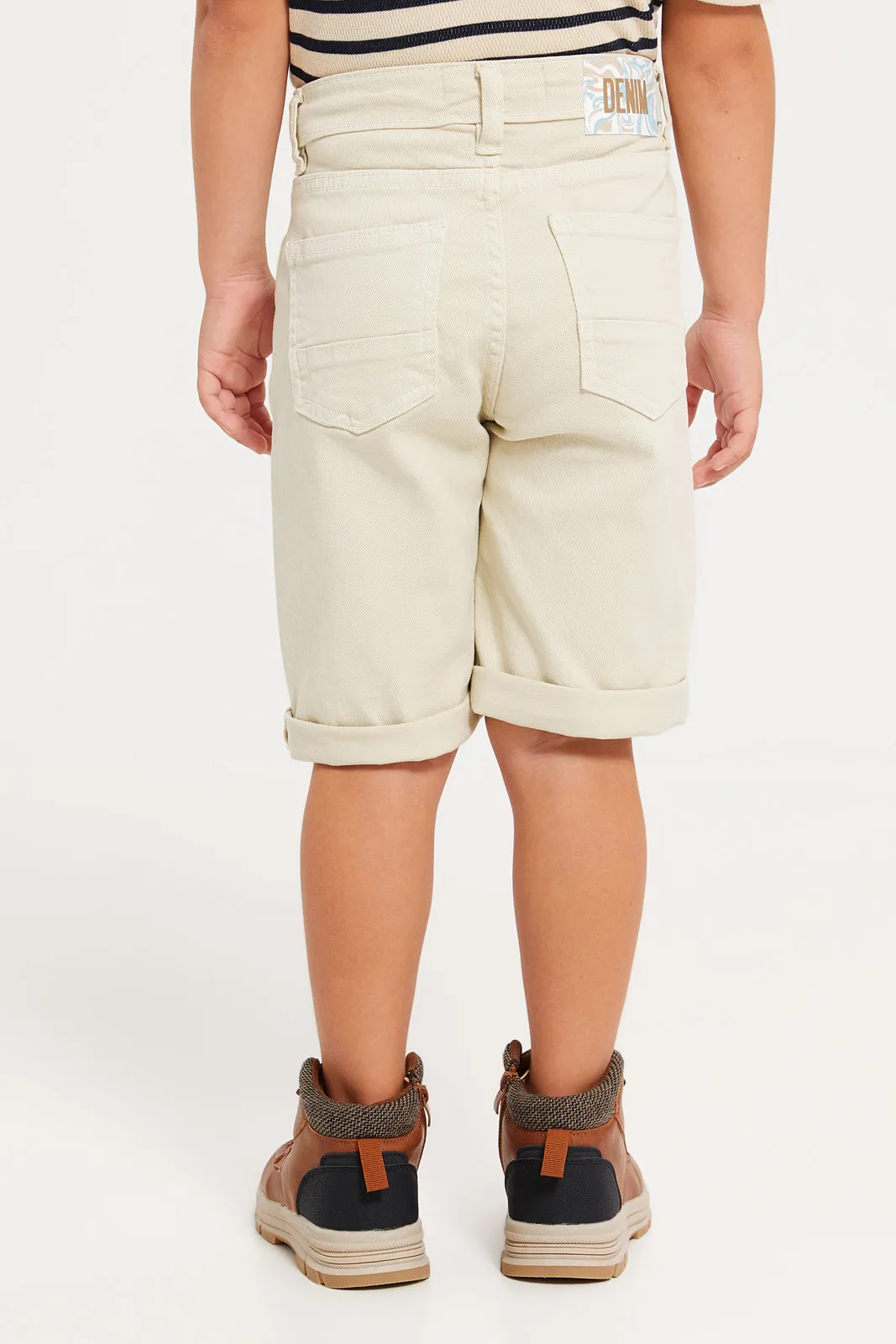 Boys Beige 5 Pockets Shorts