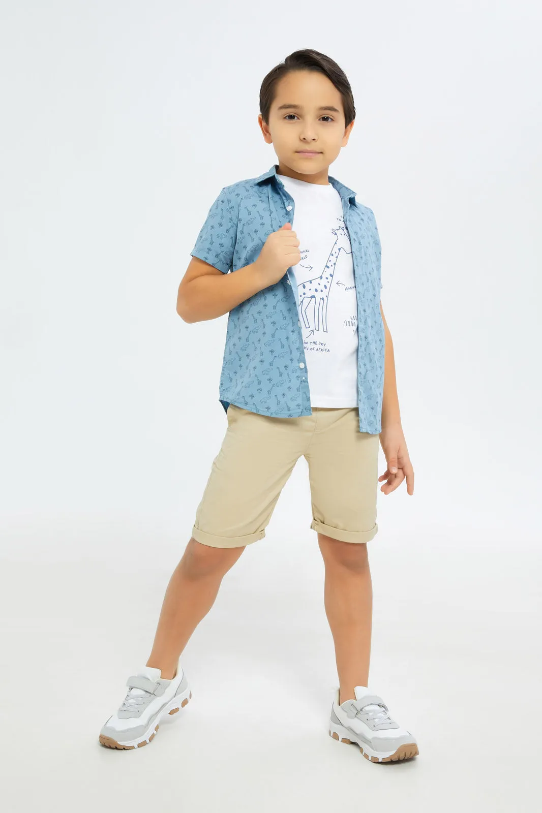 Boys Beige Pull On Shorts