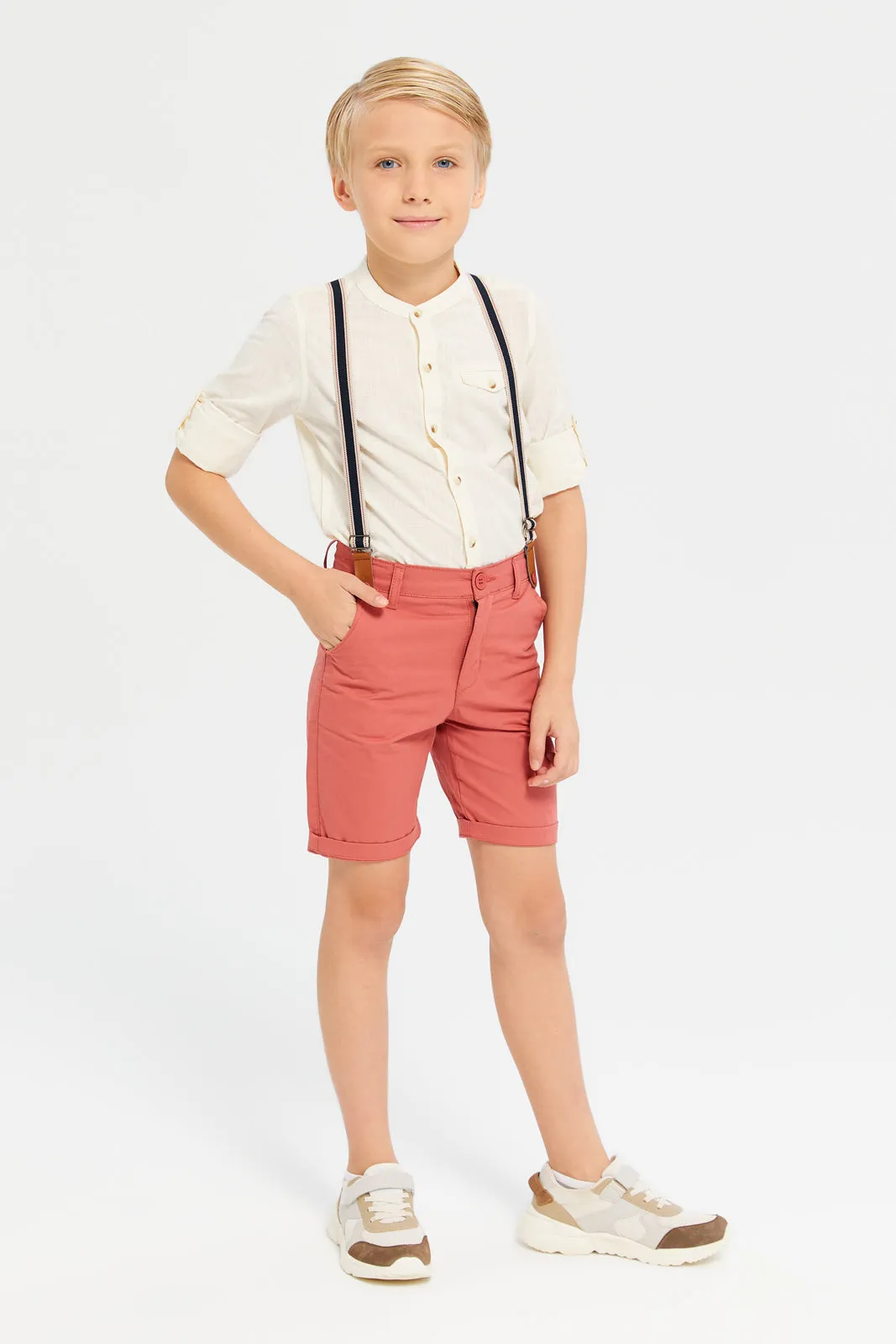 Boys Coral Suspender Short
