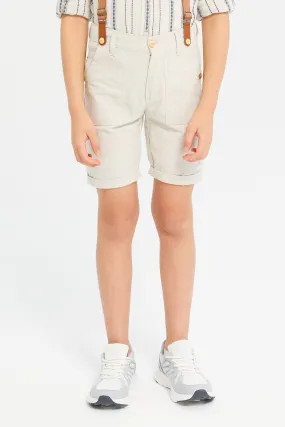 Boys Ecru Suspender Short
