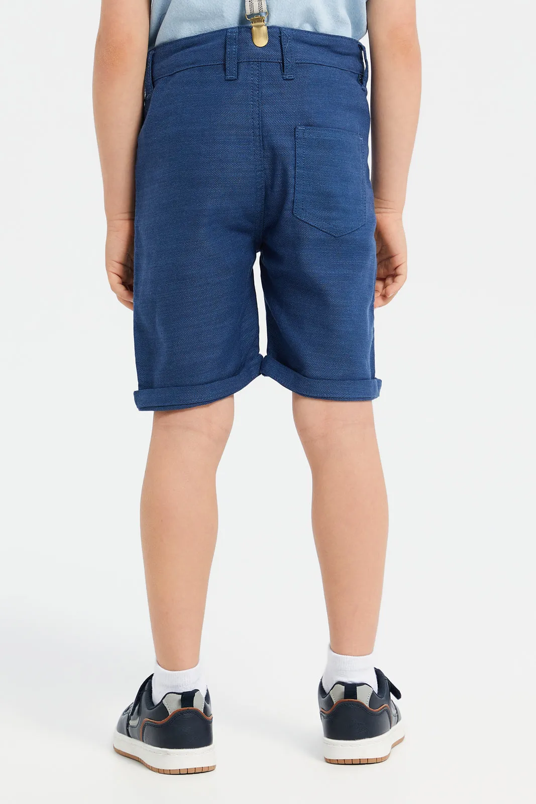 Boys Navy Shorts With Suspender