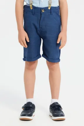 Boys Navy Shorts With Suspender