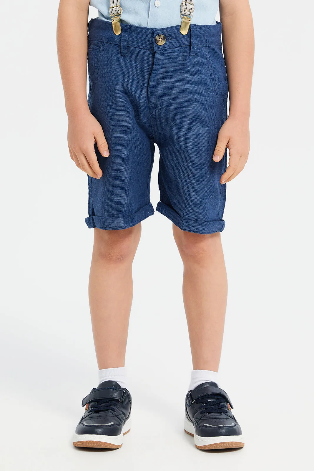 Boys Navy Shorts With Suspender