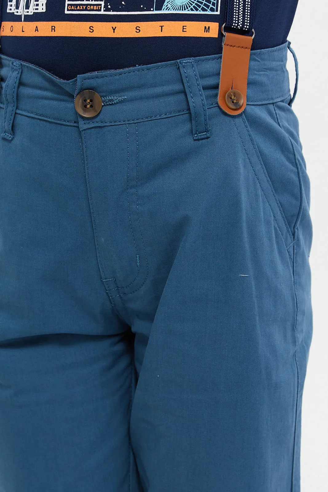 Boys Navy Suspender Short
