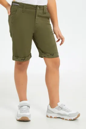 Boys Olive Chino Short