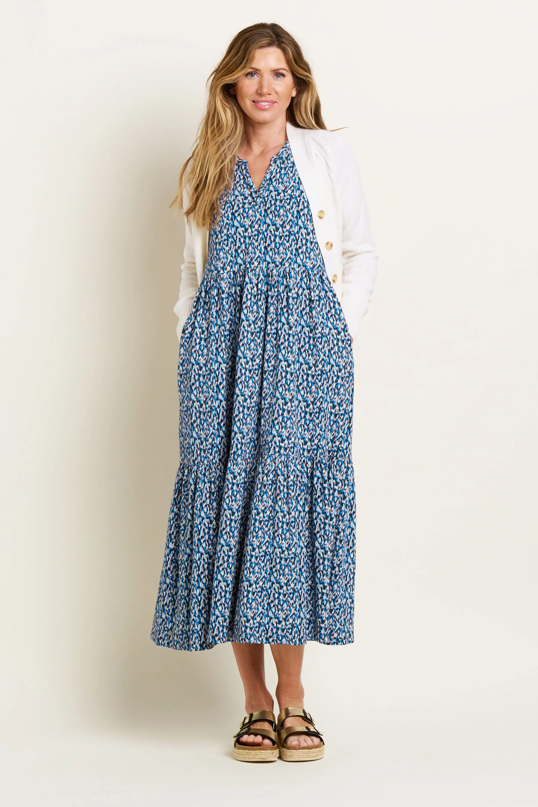 Brushed Camo Notch Maxi Dress