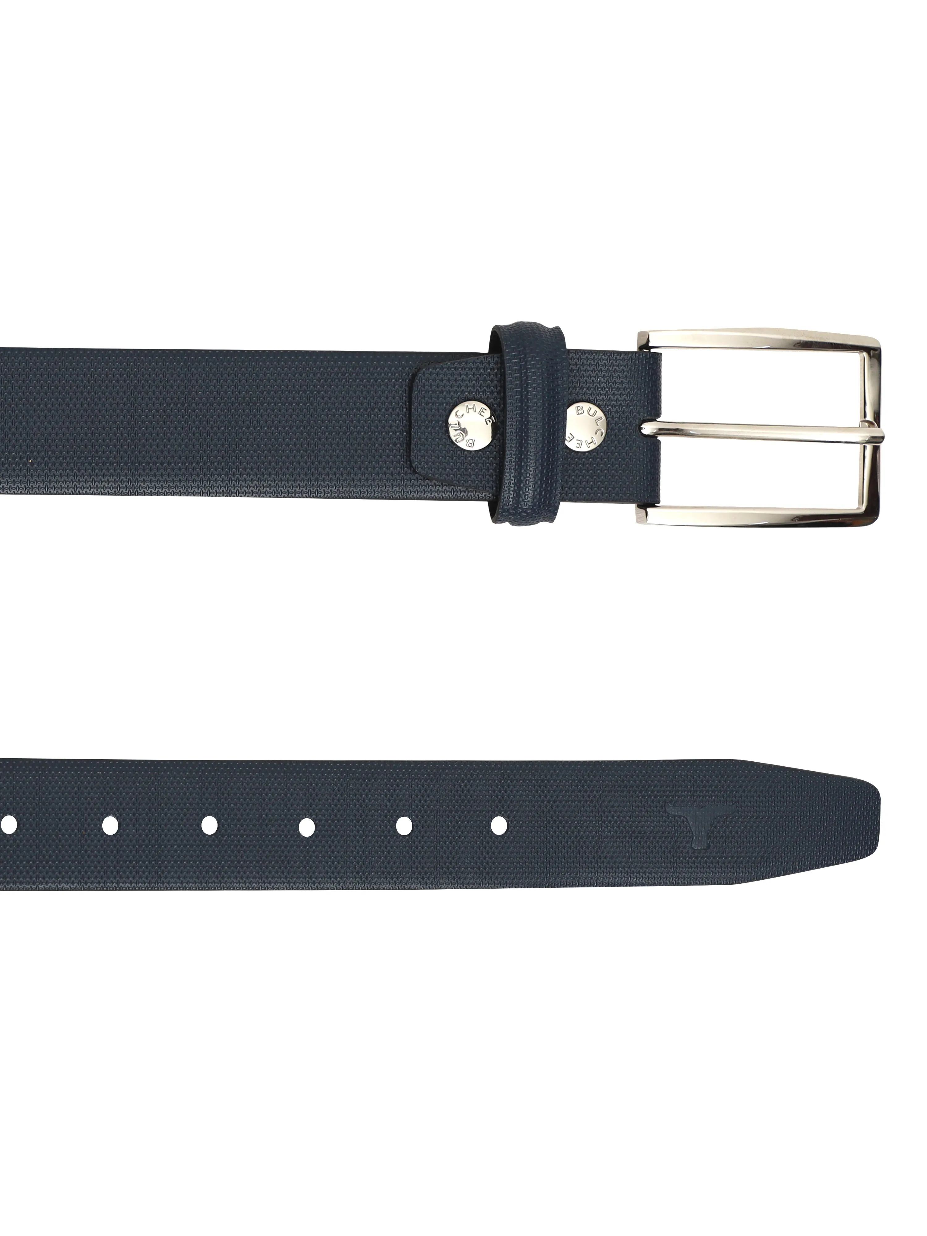 Bulchee  Men's Plain Chinos Genuine Leather Belt Blue BUL2170B