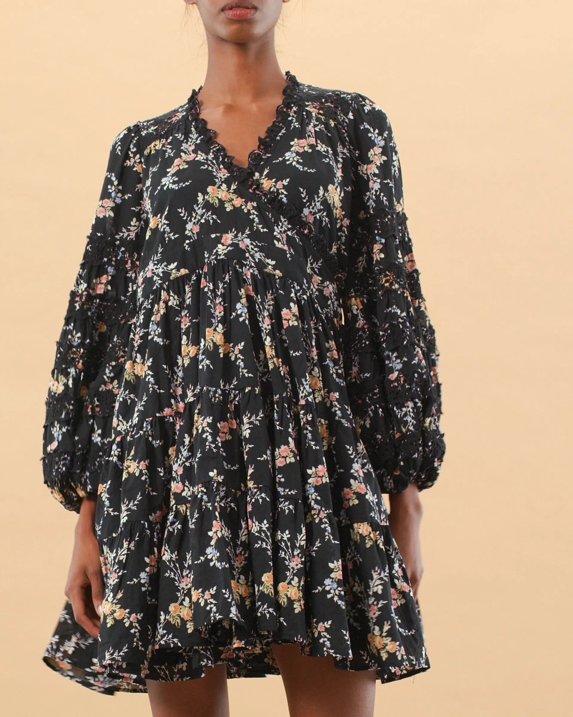 Cotton Slub Wrap Dress - Midnight Field